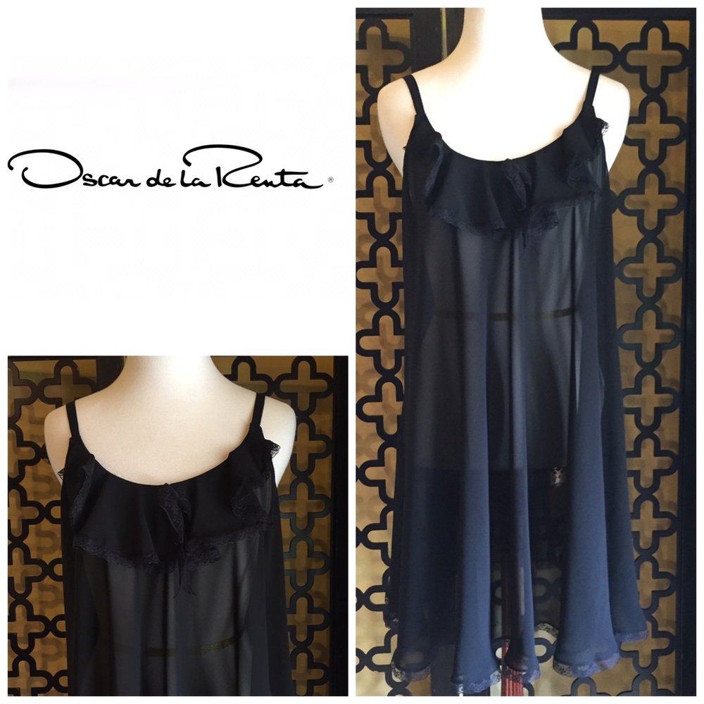 VTG OSCAR DE LA RENTA BLACK BABYDOLL GOWN